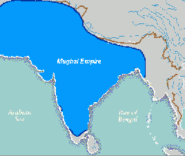 Approximate extent of the Mughal dynasty in the seventeenth century