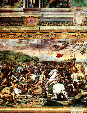  The Battle of the Milvian Bridge by Giulio Romano.