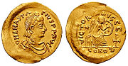 250px Emperor Anastasius I, who exchanged angry letters with Pope Symmachus during the Acacian schism.