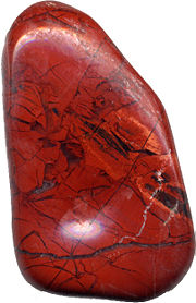 Polished jasper pebble, about one inch (2.5 centimeters) in length.