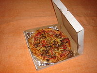 Pizza in box for delivery