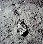 Apollo 11 crew Buzz Aldrin's bootprint. It was part of an experiment to test the properties of the lunar regolith.
