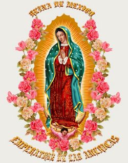 Mary, as the "Virgin of Guadalupe"