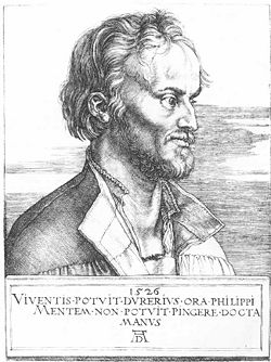 Melancthon in 1526. An engraving by Albrecht Dürer.