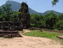 Damage at My Son (crater caused by bomb being dropped in Vietnam War).