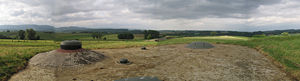 The view from a battery at Ouvrage Schoenenbourg along the Maginot Line in Alsace. Notice the retractable turret in the left foreground.
