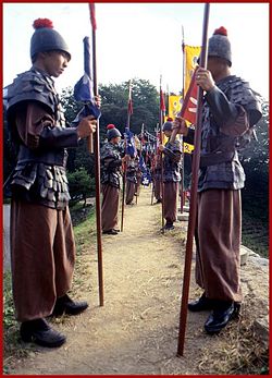 Baekje soldiers preparing to change guard
