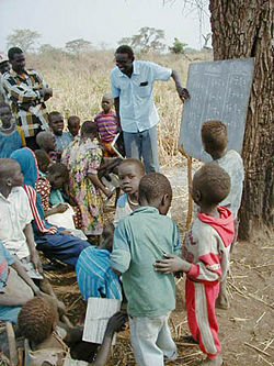 Village school under the trees in Northern Bahr el Ghazal, Sudan