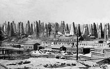 The Nobel Brothers' oil wells in Balakhani, a suburb of Baku. Photo: Asbrink Collection