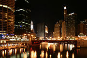 The Chicago River at night