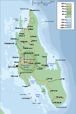 Map Of The World Zanzibar Map of Zanzibar's main island