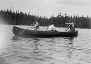HRH The Prince of Wales canoing in Canada, 1919