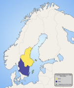 Kingdoms of Svear (Swedes) and Götar (Geats) in the twelfth century.