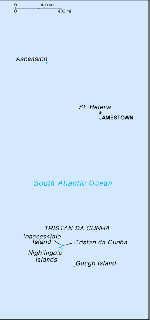 Map of Saint Helena, Ascension Island and Tristan da Cunha.