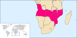 The Pink Map--Portugal's claim of sovereignty over the land between Angola and Mozambique, in which today is currently Zambia, Zimbabwe, and Malawi.