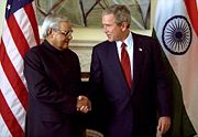 A.B.Vajpayee meeting President Bush in the White House in 2003