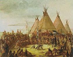 Tipis painted by George Catlin, who visited a number of tribes in the 1830s and recorded Native American daily life.