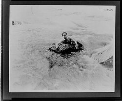 Houdini swims above Niagara Falls in a scene from The Man from Beyond (1922)