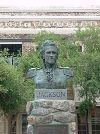 A bust of Andrew Jackson at the Plaza Ferdinand VII in Pensacola, Florida, where Jackson was sworn in as territorial governor