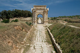 Arch of Roman emperor Lucius Septimius Severus (AD 146-211) in Leptis Magna. Image by Luca Galuzzi, 2007.