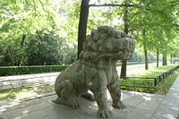 Statue of a Stone Lion inside the Mausoleum