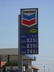 A Standard-branded Chevron station (with Chevron logo) in Fort Worth, Texas.