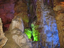 Spectacular stalagmite in a cave in the Phong Nha Ke Bang National Park.
