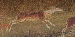 San rock art, uKhahlamba Drakensberg. The painting depicts an eland.