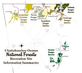 General map of the Chattahoochee-Oconee National Forest.