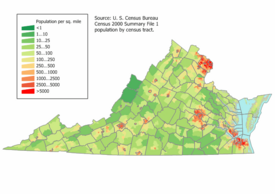 Virginia Population Density Map