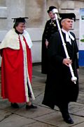 University officials dressed for a degree (graduation) ceremony