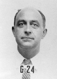 Fermi's ID badge photo from Los Alamos.