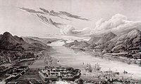 Dejima, an island built in the bay of Nagasaki, isolated European merchants from the Japanese people.