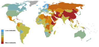 Freedom of the press worldwide in 2006 according to Reporters Without Borders.