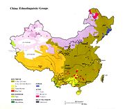 Map of ethnolinguistic groups in China (Han is in brown).