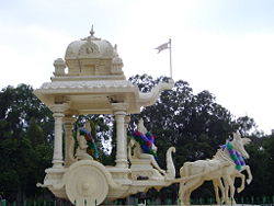 Statue representing the discourse of Krishna and Arjuna, located in Tirumala