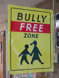 A Bully Free Zone sign at a school in Berea, Ohio