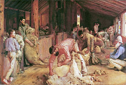 Shearing the Rams, painting by Australian artist Tom Roberts (1856–1931)