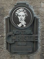 A plaque from the Agatha Christie Mile at Torre Abbey in Torquay.