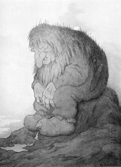 Troll pondering its age (Theodor Kittelsen, 1911)