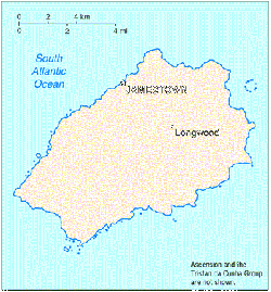 Map of the island of St. Helena.