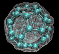 A model of Buckminsterfullerene, C60, showing ground state electron density.