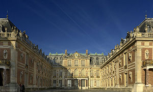 The interior court of Versailles was designed to create the expansive entrance, the Court of Honor, later copied all over Europe
