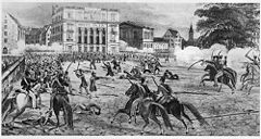 Fighting on the Paradeplatz (Lithography, Zentralbibliothek Zürich)