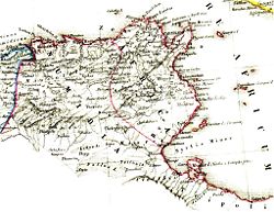 The provinces of Africa and Numidia, which Carthage shown at the northwest comer