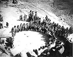 Hopi women's dance, Oraibi, Arizona. Photographed by John K. Hillers, 1879.