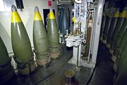 Battleship Ammunition: 16" artillery shells aboard one of America's Iowa-class battleships.