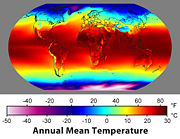 Map of annual average temperatures as a function of location.