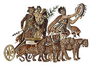 Dionysus in his Triumphant Return; behind the god, Victoria holds an evergreen.