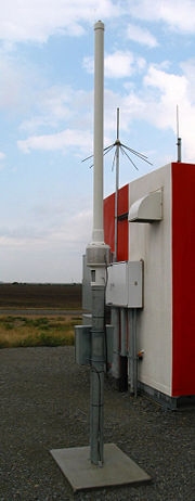 Distance measuring equipment (DME) at an airport.